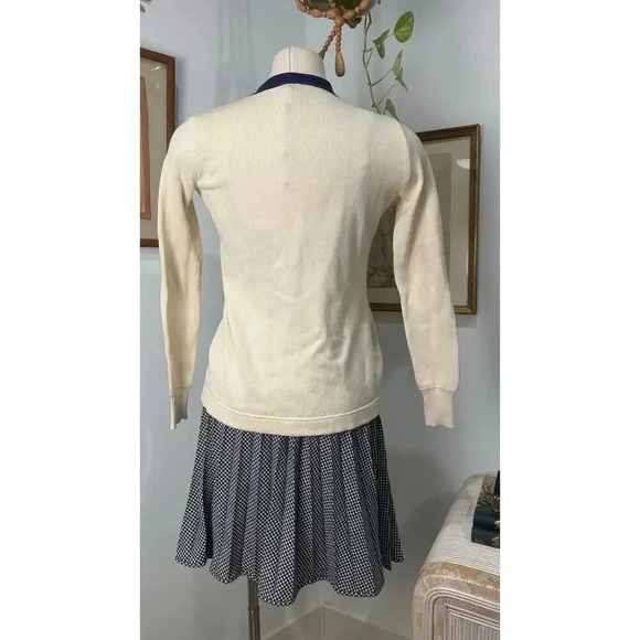 Ralph Lauren Rugby Vintage Sweater with Crest Patch, Cream 80s Preppy Cardigan - Picture 3 of 11